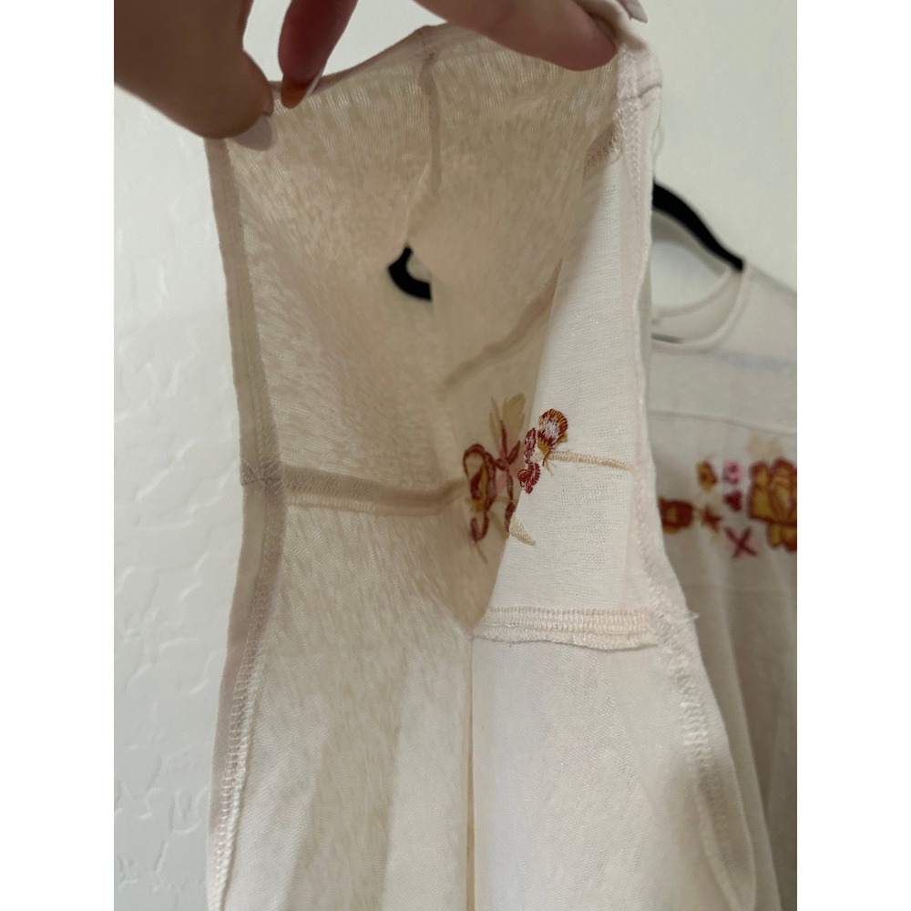 Easel Los Angeles Floral Embroidered Oversized Knit Top Cream Boho L Peasant - Picture 9 of 15